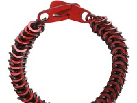 AW15-RBSH RED   Zaurak Leather Necklace Red patent leather necklace featuring black accented edges.